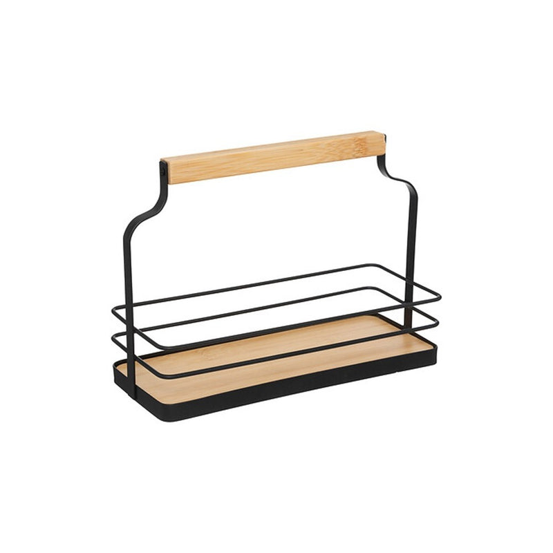 Set 10 recipiente Gortex, pentru condimente, in suport, sticla, metal negru, 21.5 x 9 x H 16 cm