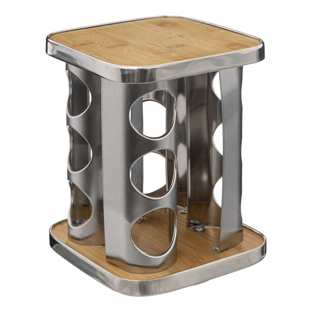 Set 12 recipiente condimente Altero, inox, bambus, sticla, 17 x H 22.9 cm