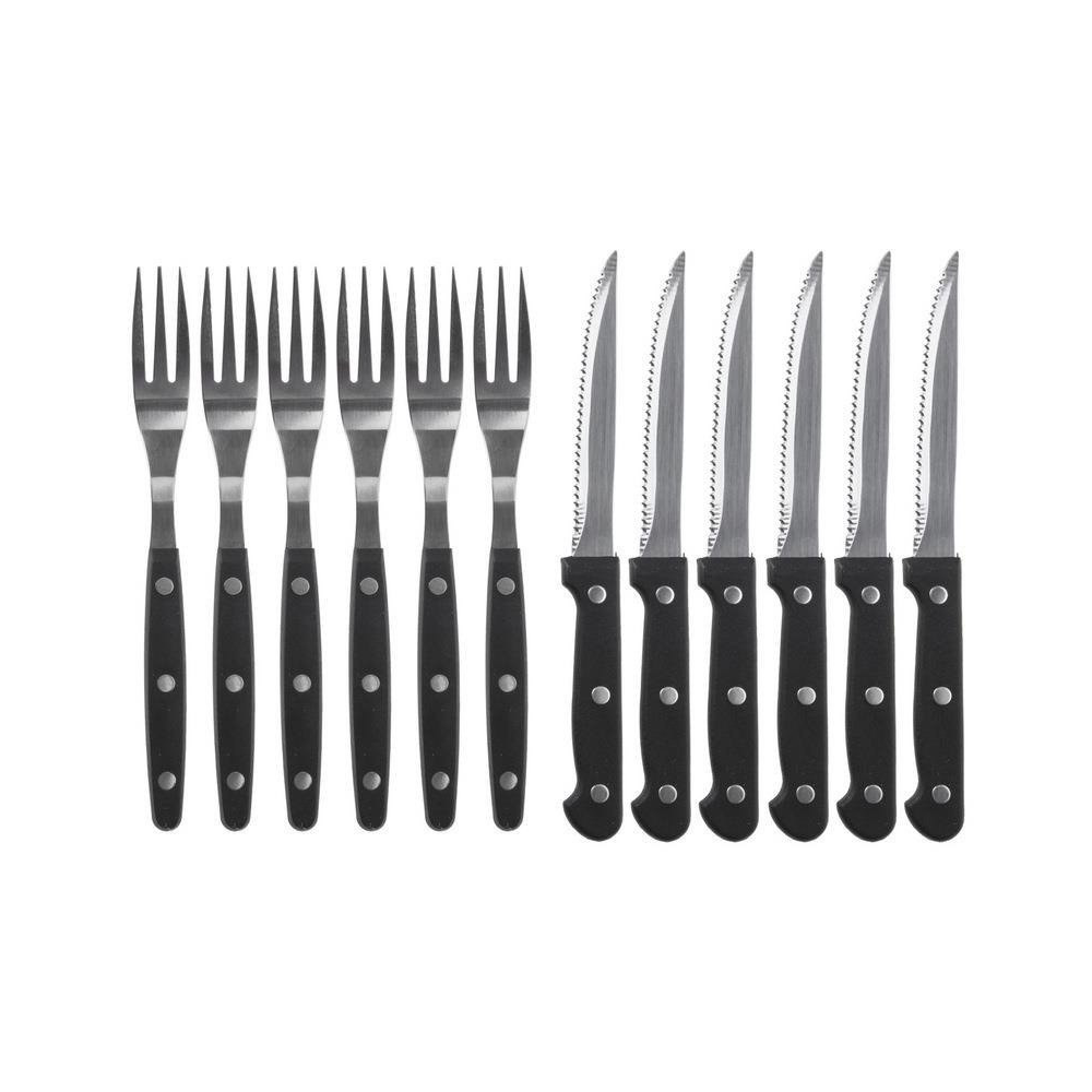 Set 12 tacamuri friptura Outside, inox, plastic, 6 persoane