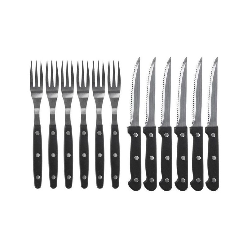 Set 12 tacamuri friptura Outside, inox, plastic, 6 persoane