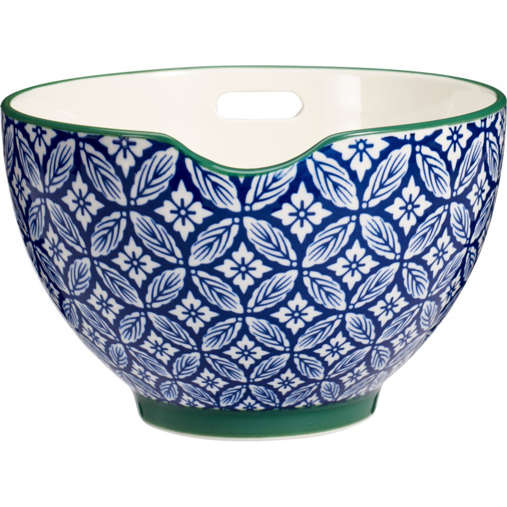 Bol Guanji, ceramica albastru, set 2 betisoare lemn incluse, 16x10 cm, 830 ml