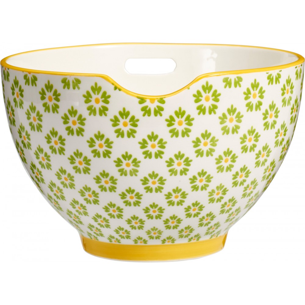 Bol Guanji, ceramica galben, set 2 betisoare lemn incluse, 16x10 cm, 830 ml