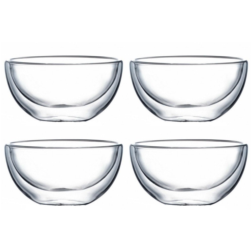 Set 4 boluri Xava, sticla borosilocta, pereti dubli, 500 ml