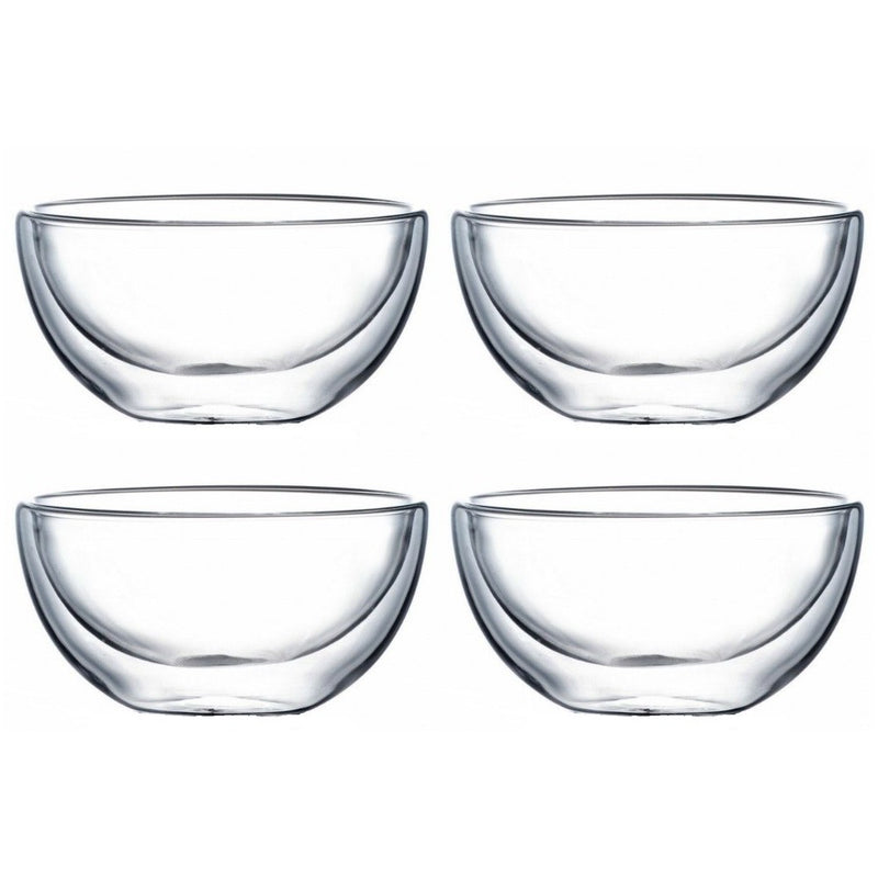 Set 4 boluri Xava, sticla borosilocta, pereti dubli, 500 ml