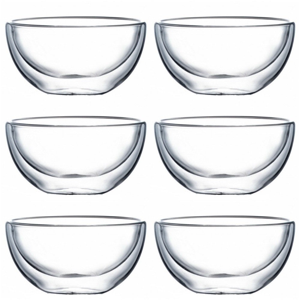 Set 6 boluri Xava, sticla borosilocta, pereti dubli, 500 ml