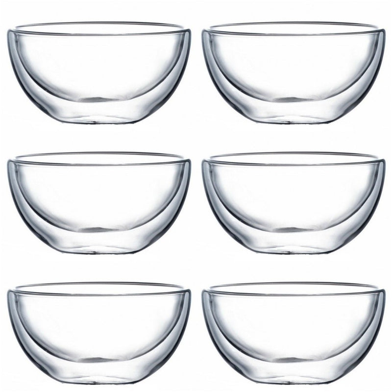 Set 6 boluri Xava, sticla borosilocta, pereti dubli, 500 ml