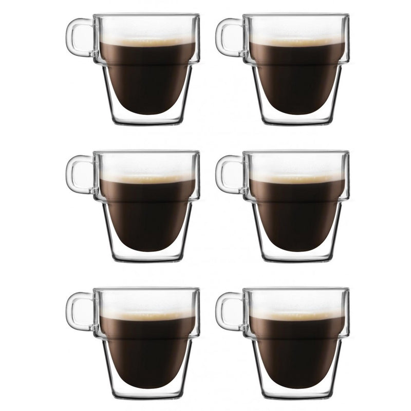 Set 6 cani espresso Altmore, sticla borosilicat, pereti dubli, 80 ml