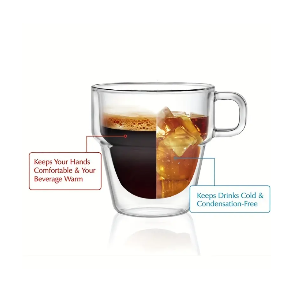 Set 2 cani cafea Americano Altmore, sticla borosilicat, pereti dubli, 350 ml