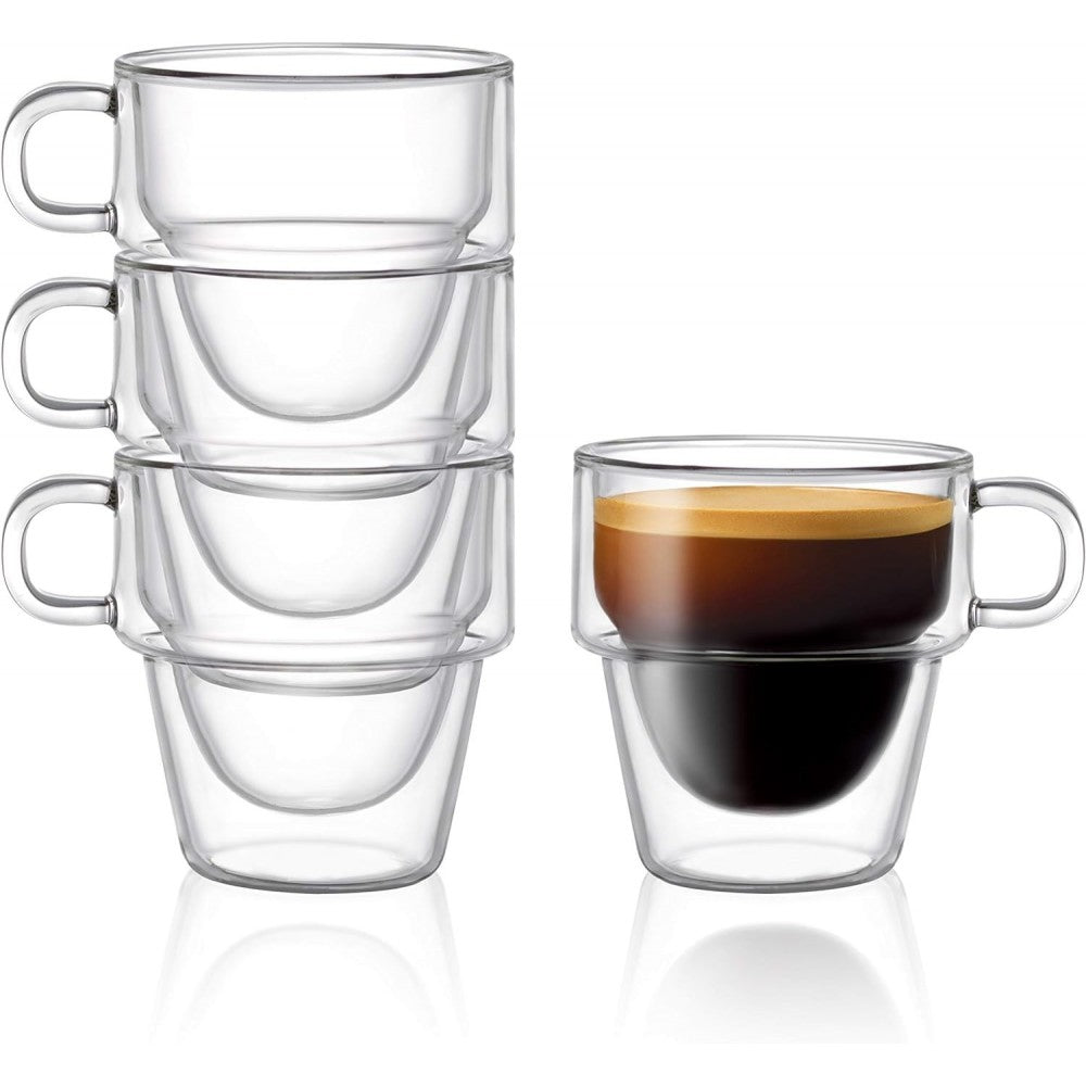 Set 6 cani cafea Americano Altmore, sticla borosilicat, pereti dubli, 350 ml
