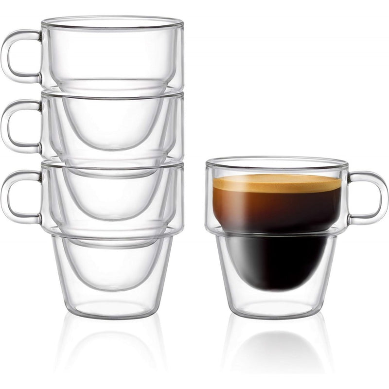 Set 6 cani cafea Americano Altmore, sticla borosilicat, pereti dubli, 350 ml