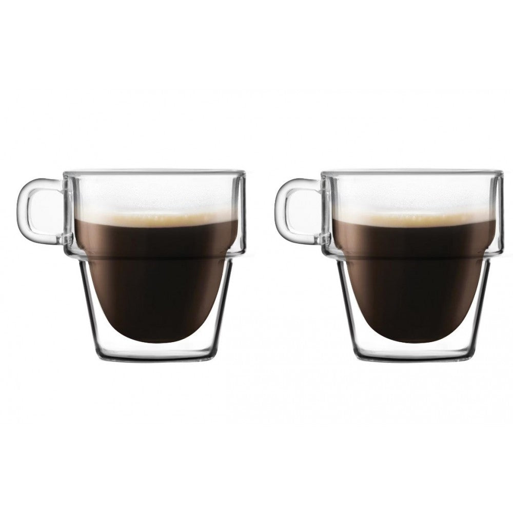 Set 6 cani cafea Americano Altmore, sticla borosilicat, pereti dubli, 350 ml