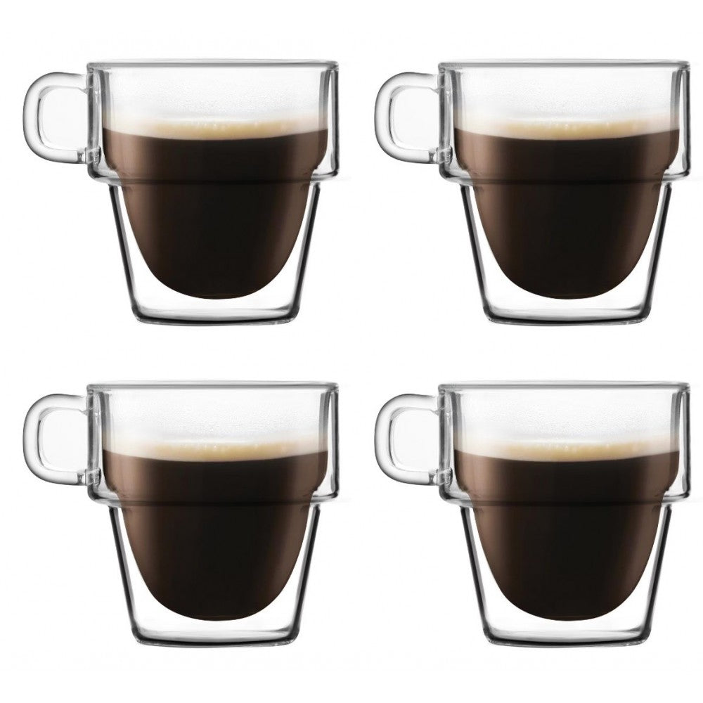 Set 4 cani cafea Altmore, sticla borosilicat, pereti dubli, 250 ml