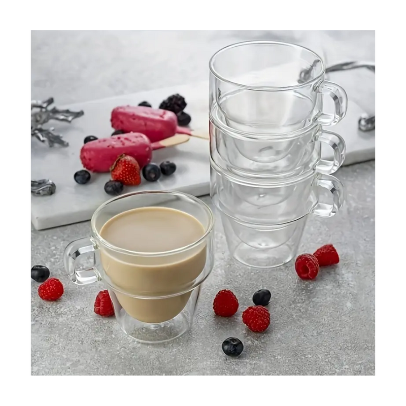 Set 2 cani espresso Altmore, sticla borosilicat, pereti dubli, 80 ml