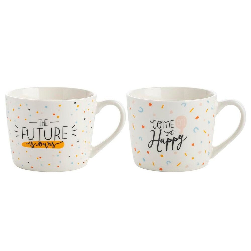 Set 2 cani Florina Happy Mix, portelan, 380 ml