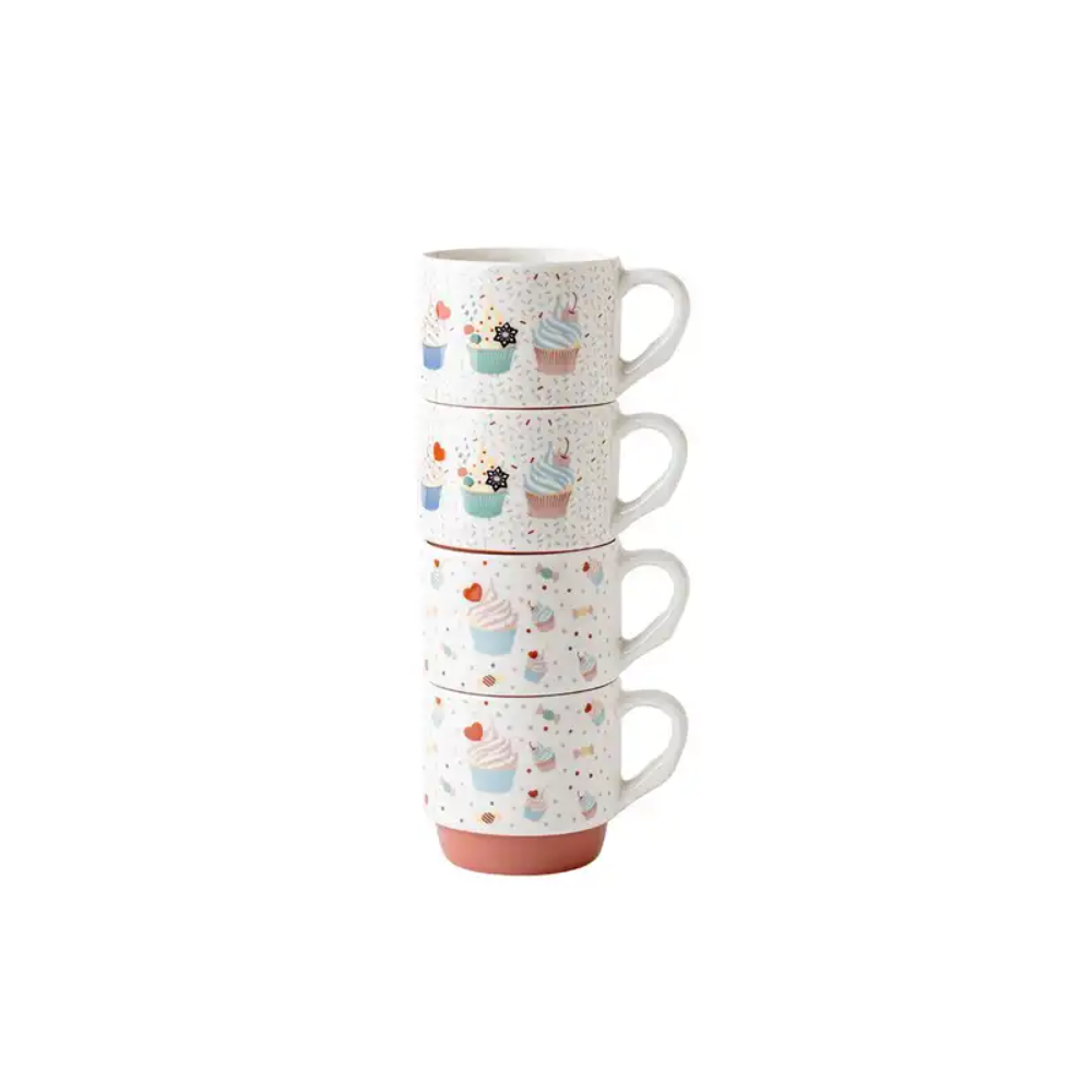 Set cani Florina Muffy, portelan, 4 piese, 300 ml