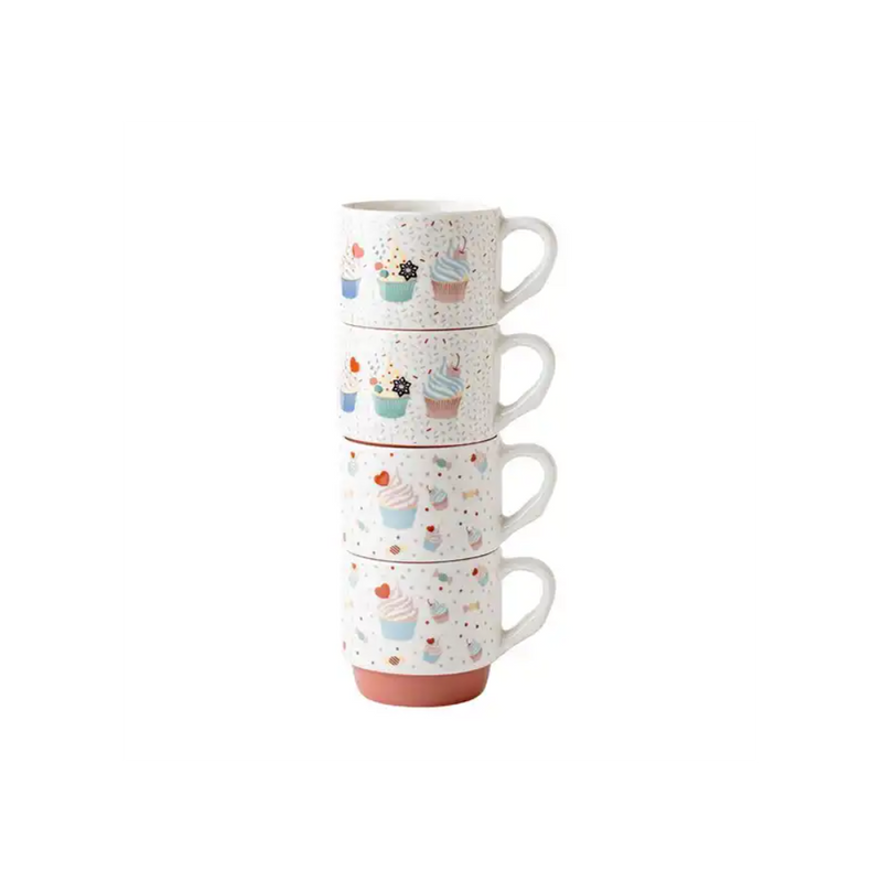 Set cani Florina Muffy, portelan, 4 piese, 300 ml