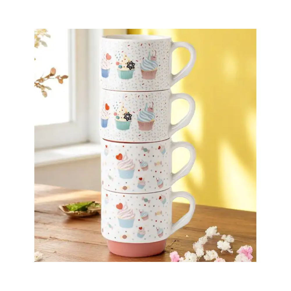 Set cani Florina Muffy, portelan, 4 piese, 300 ml