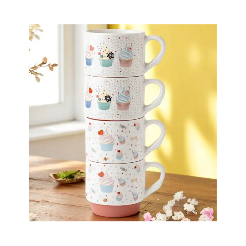 Set cani Florina Muffy, portelan, 4 piese, 300 ml