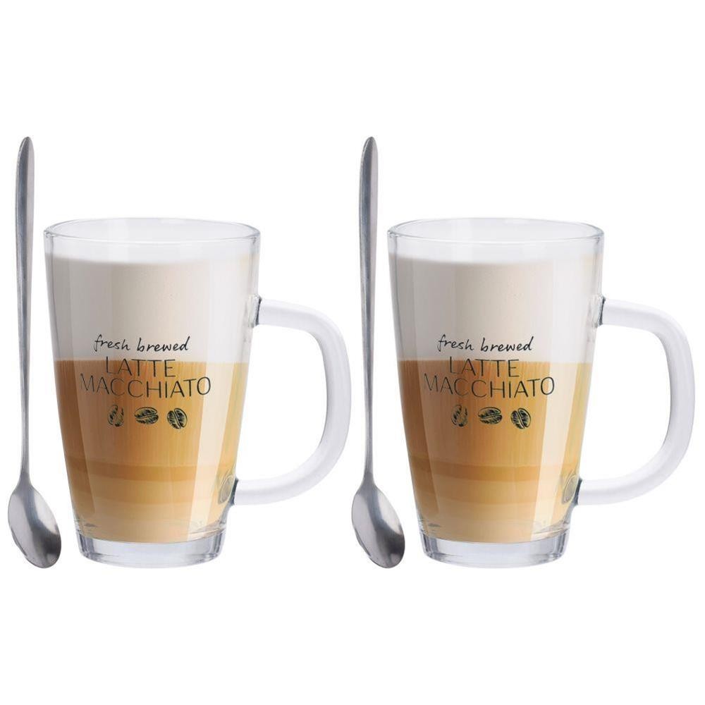 Set 2 cani Latte Machiato, sticla, 8 x 12 cm, 300 ml