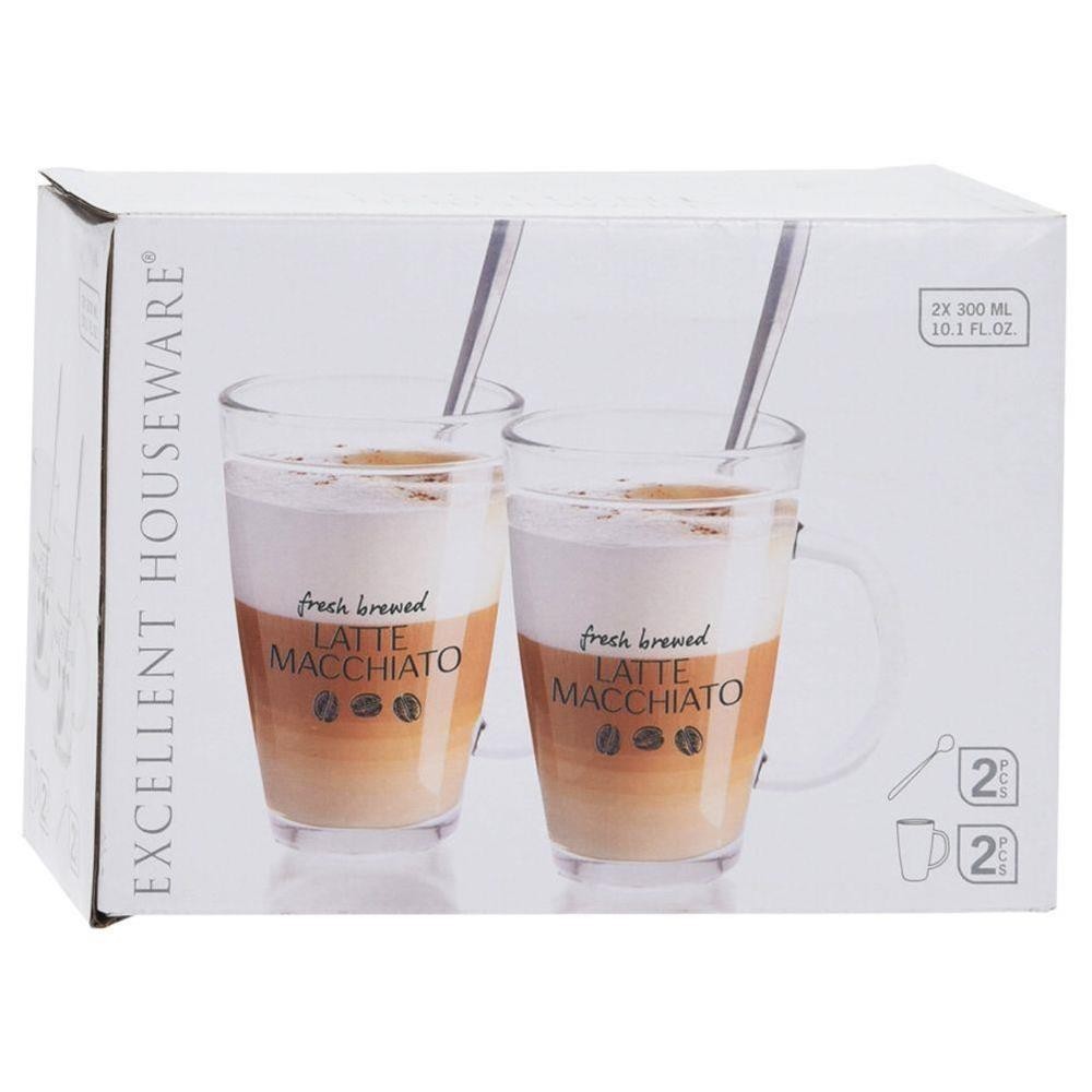Set 2 cani Latte Machiato, sticla, 8 x 12 cm, 300 ml