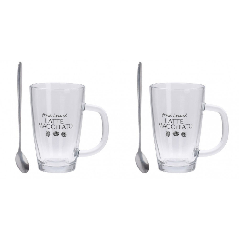 Set 2 cani Latte Machiato, sticla, 8 x 12 cm, 300 ml