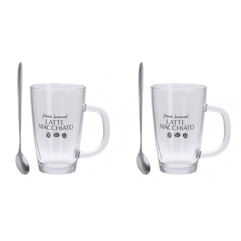 Set 2 cani Latte Machiato, sticla, 8 x 12 cm, 300 ml