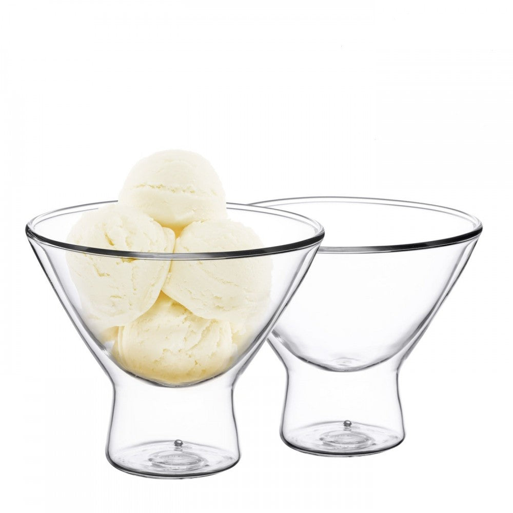 Set 2 cupe inghtetata Florina Malachit, sticla borosilicata, pereti dubli, 300 ml