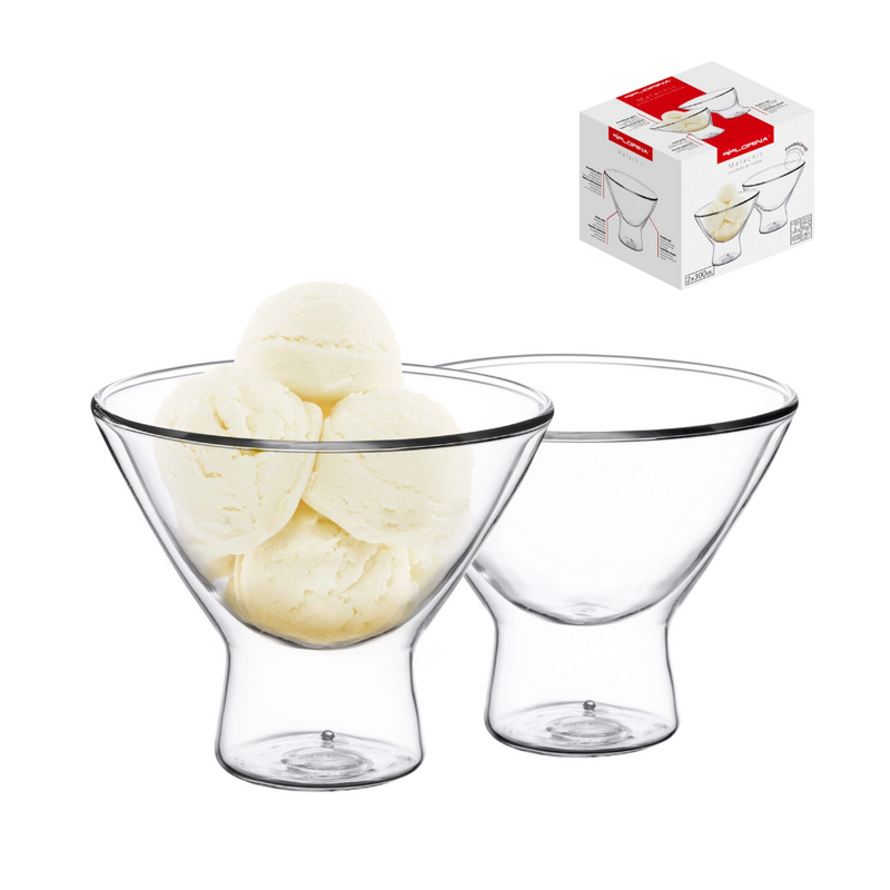 Set 2 cupe inghtetata Florina Malachit, sticla borosilicata, pereti dubli, 300 ml