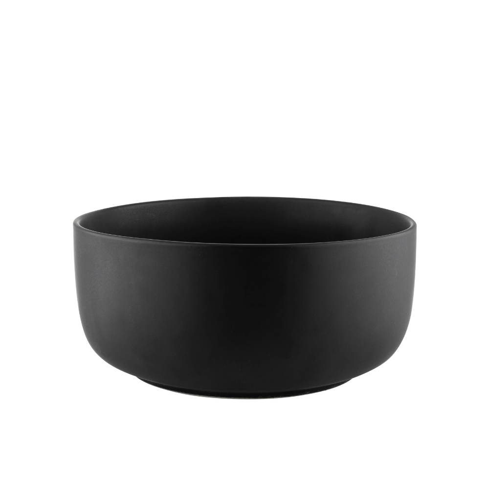 Bol Adria Black, portelan, baza bambus, set 2 linguri, 25 x 11 cm