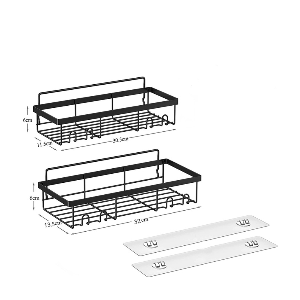 Set 2 etajere Livit Derit, metal, negru, 30.5 x 11.5 cm