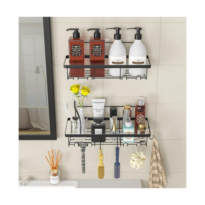 Set 2 etajere Livit Derit, metal, negru, 30.5 x 11.5 cm
