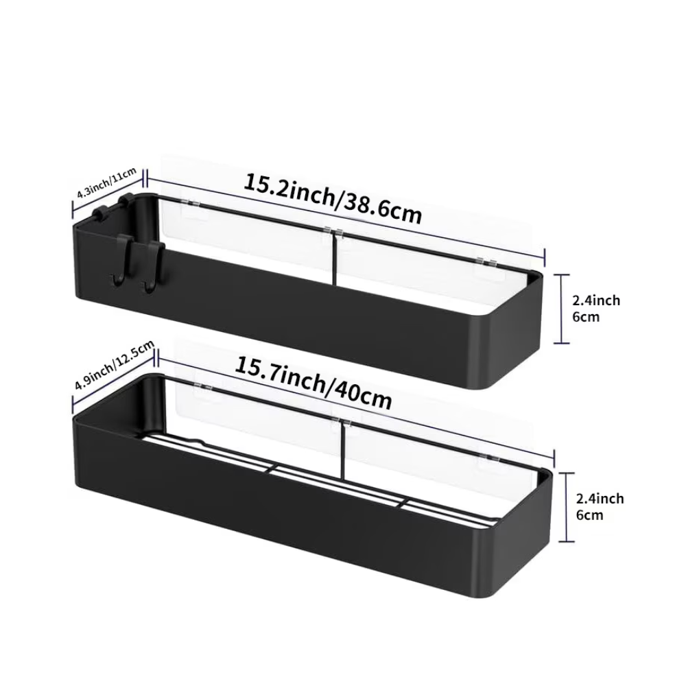 Set 2 etajere Livit Sheld, metal, negru, 38 x 6 cm