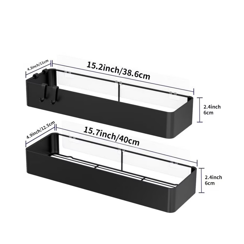Set 2 etajere Livit Sheld, metal, negru, 38 x 6 cm
