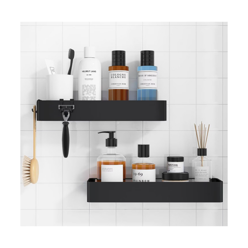 Set 2 etajere Livit Sheld, metal, negru, 38 x 6 cm