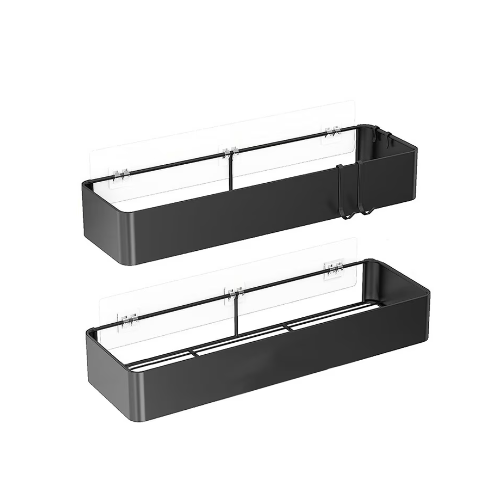 Set 2 etajere Livit Sheld, metal, negru, 38 x 6 cm