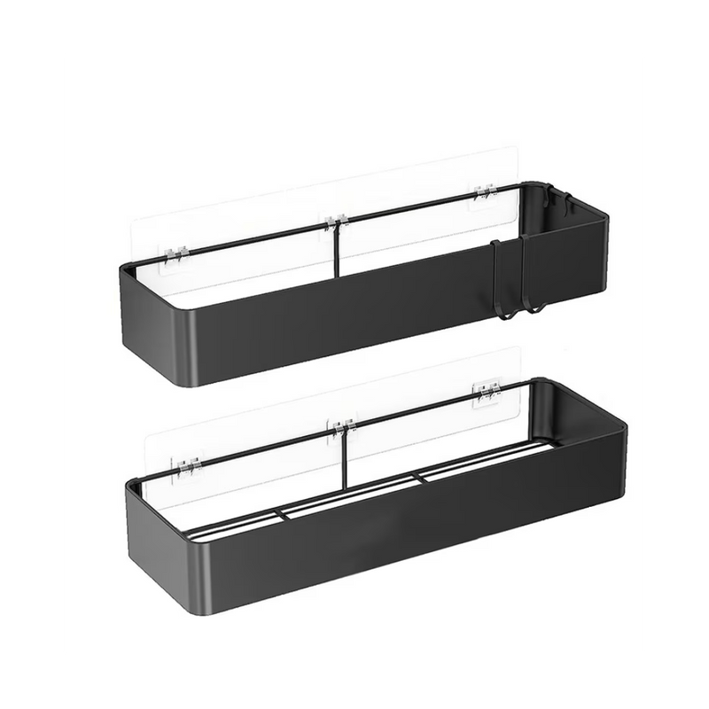 Set 2 etajere Livit Sheld, metal, negru, 38 x 6 cm