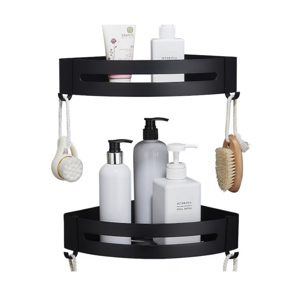 Set 2 etajere Livit Sheld, pe colt, plastic, negru