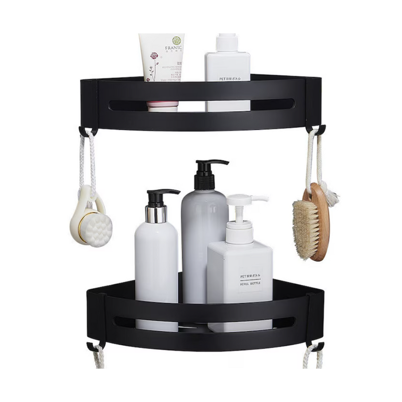 Set 2 etajere Livit Sheld, pe colt, plastic, negru