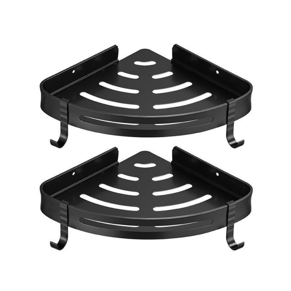 Set 2 etajere Livit Sheld, pe colt, plastic, negru