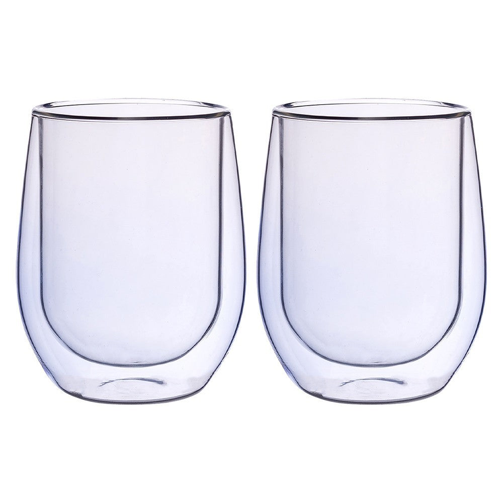 Set 2 pahare Arlen, pereti dubli, albatru, 300 ml, 8,5x9.5 cm