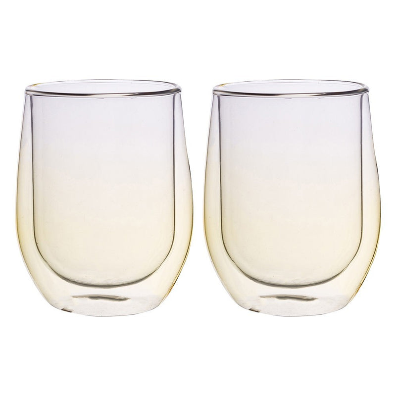 Set 2 pahare Arlen, pereti dubli, galben, 300 ml, 8.5x9.5 cm