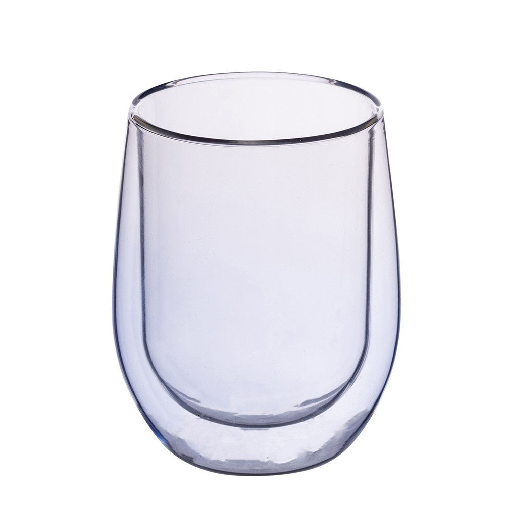 Set 2 pahare Arlen, pereti dubli, albatru, 300 ml, 8,5x9.5 cm