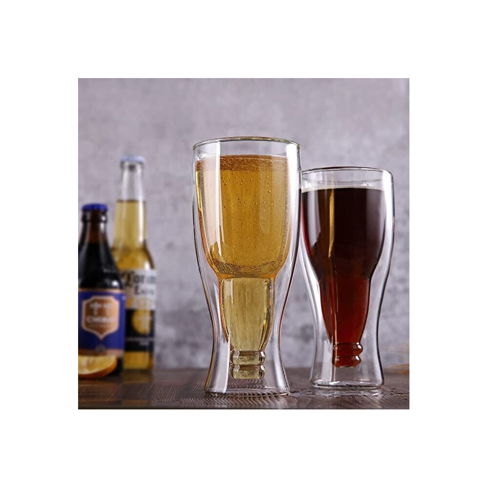Set 2 pahare Bere Hans, sticla borosilicata, pereti dubli, 350 ml