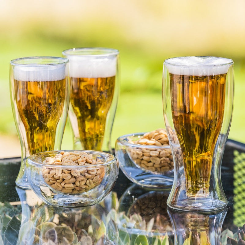 Set 4 pahare Bere Hans, sticla borosilicata, pereti dubli, 350 ml