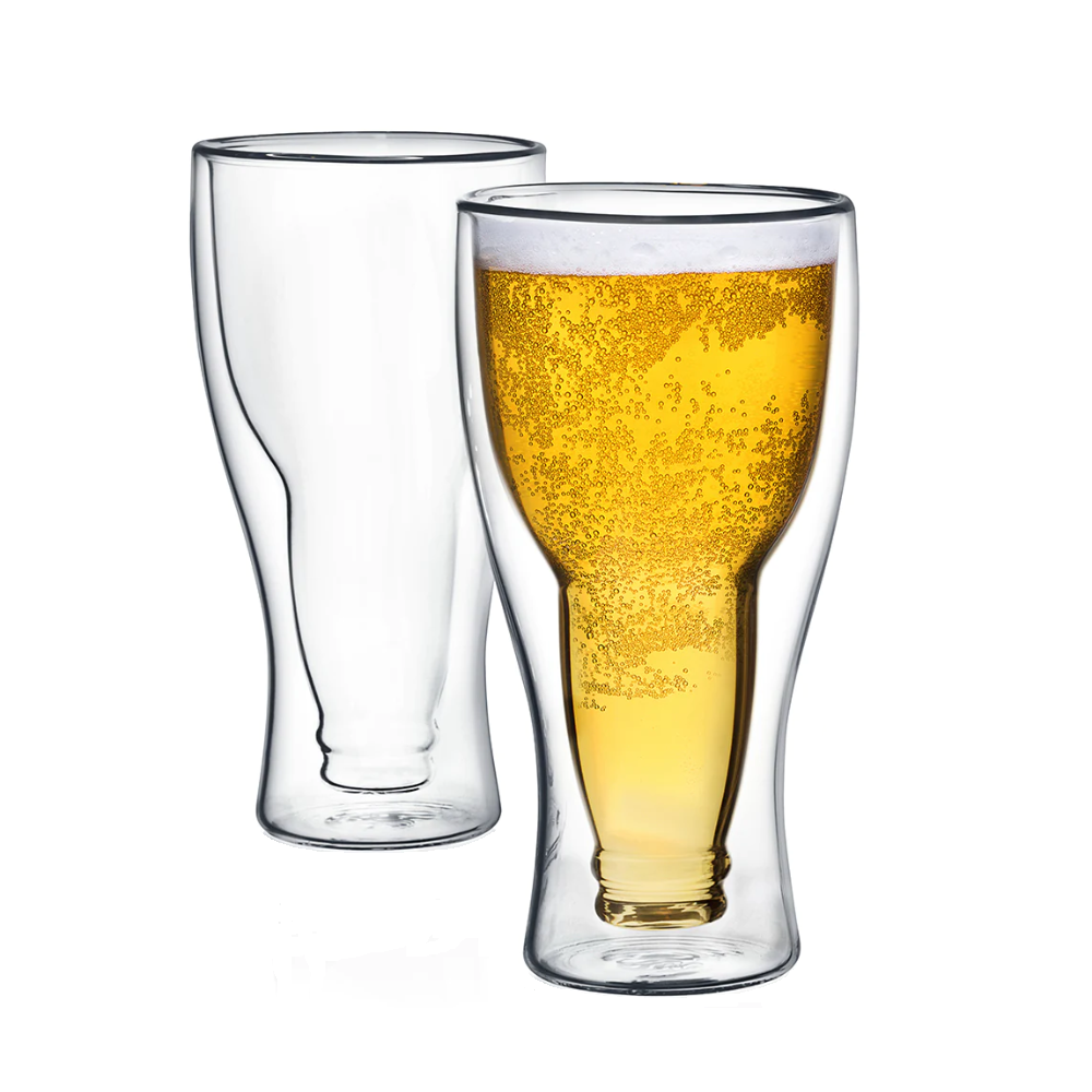 Set 2 pahare Bere Hans, sticla borosilicata, pereti dubli, 350 ml