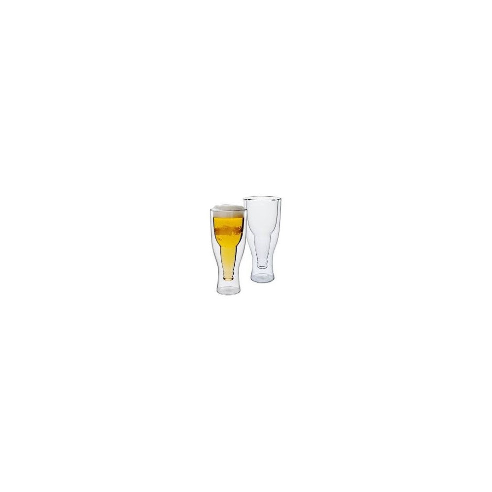 Set 4 pahare Bere Hans, sticla borosilicata, pereti dubli, 350 ml