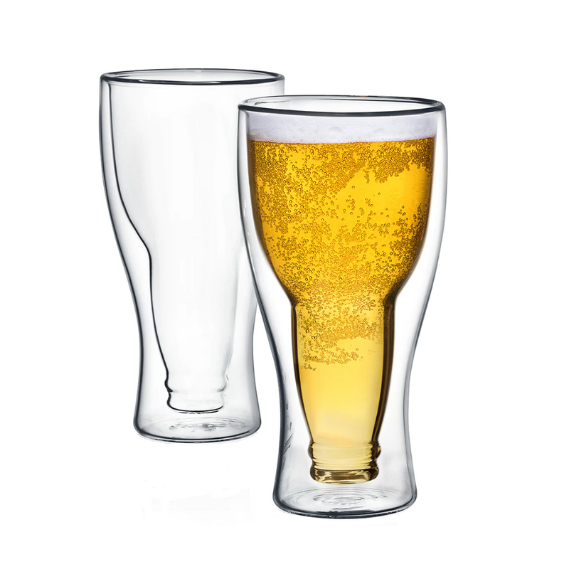 Set 6 pahare Bere Hans, sticla borosilicata, pereti dubli, 350 ml