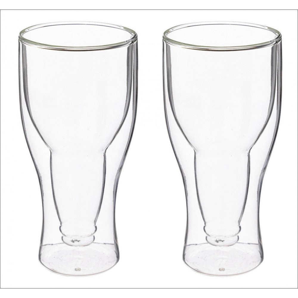 Set 2 pahare Bere Hans, sticla borosilicata, pereti dubli, 350 ml