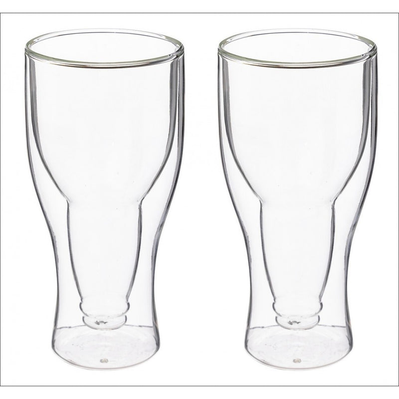 Set 2 pahare Bere Hans, sticla borosilicata, pereti dubli, 350 ml
