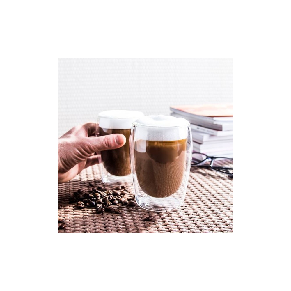 Set 2 pahare Cappuccino Vivo, sticla borosilicata, pereti dubli, 300 ml